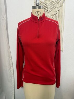 Nike Red Quarter Zip Pullover Athletic Long Sleeve Top L (12-14) sphere dry